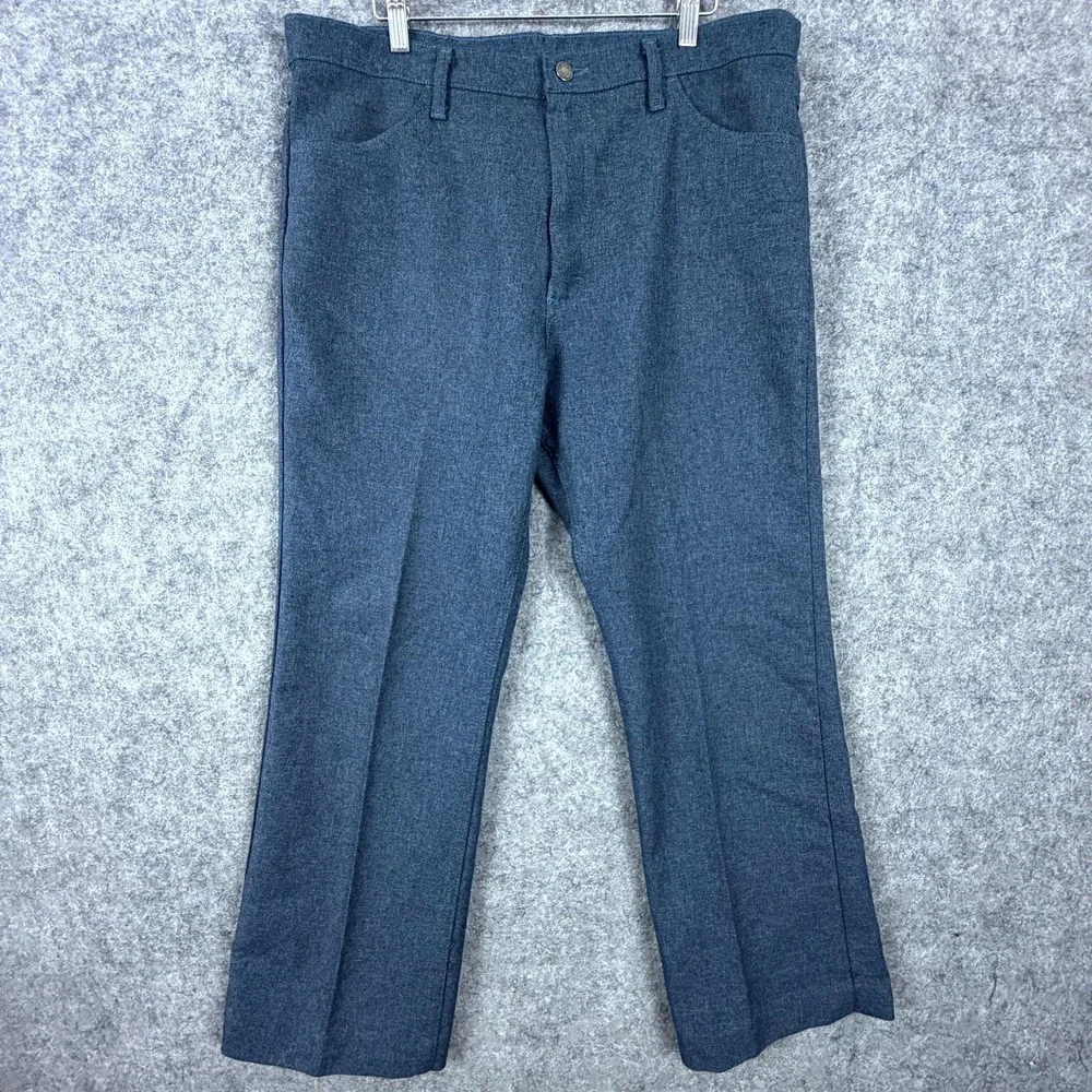 Vintage Wrangler 82HU Dress Jeans Pants Mens 38 Blue Gray Straight Leg Retro